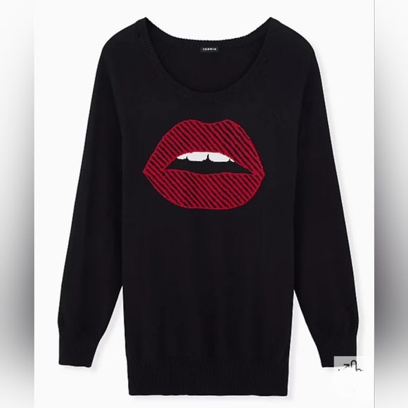 TORRID Lips Kiss Black Cotton Sweater! 💋 - Picture 5 of 8